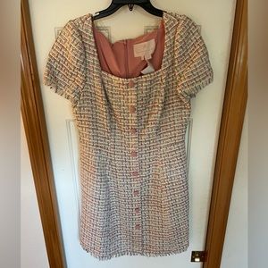 Gal meets glam Stacey pink tweed dress